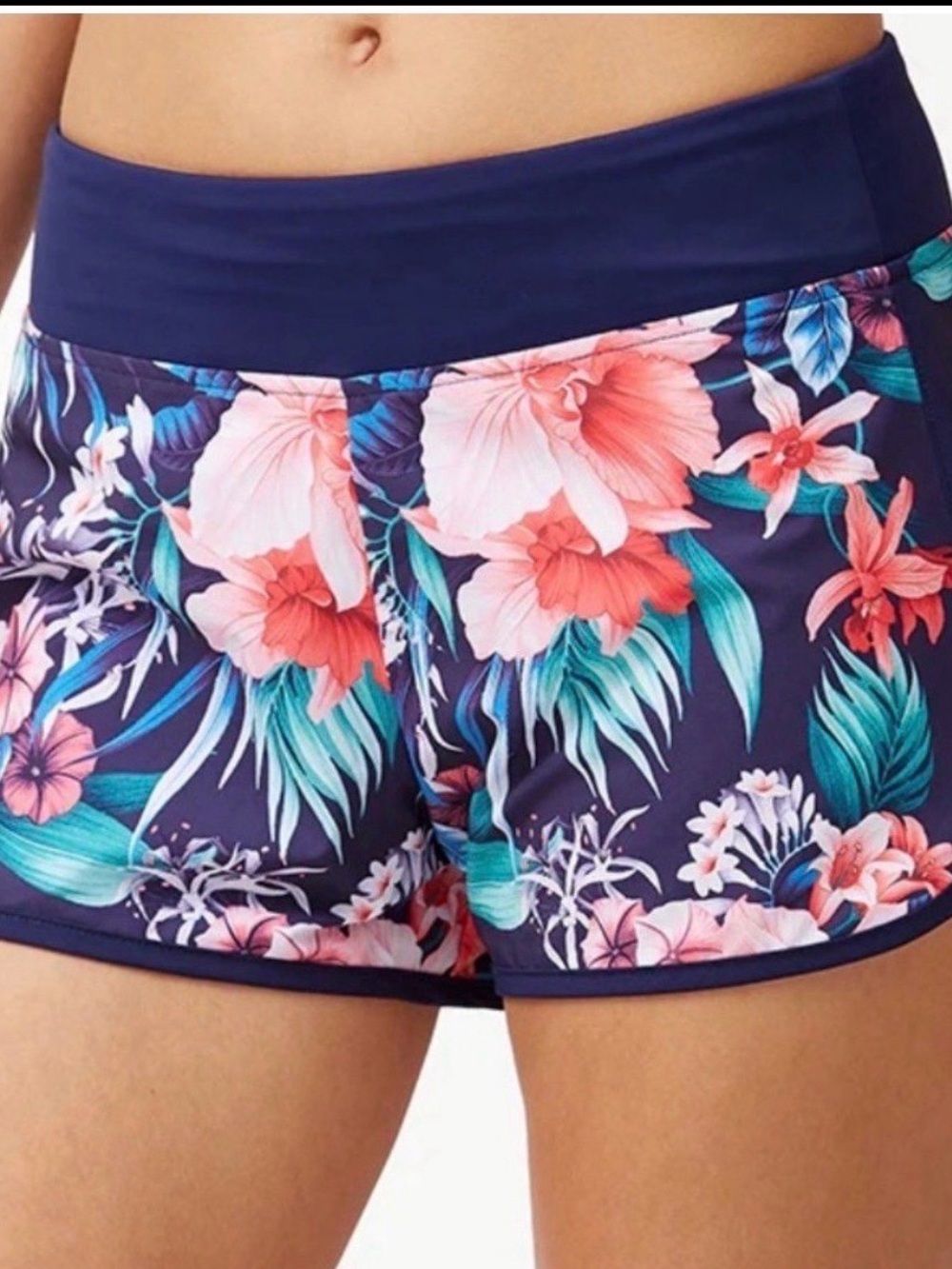 Tommy Bahama Island Active Floral Print Shorts Navy Tropical Hibiscus nwot sm